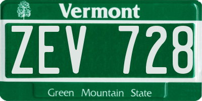 VT license plate ZEV728