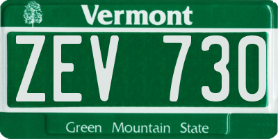 VT license plate ZEV730