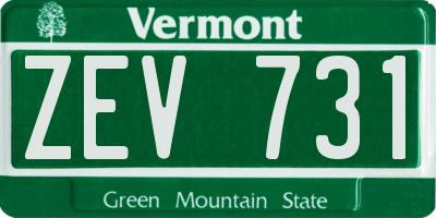 VT license plate ZEV731