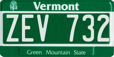 VT license plate ZEV732