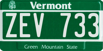 VT license plate ZEV733