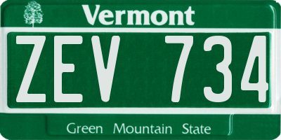 VT license plate ZEV734