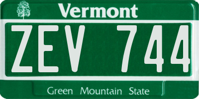 VT license plate ZEV744