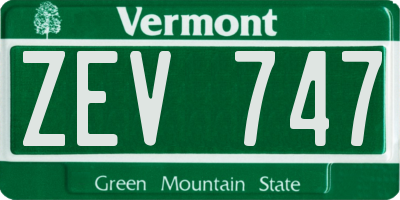VT license plate ZEV747