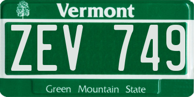 VT license plate ZEV749