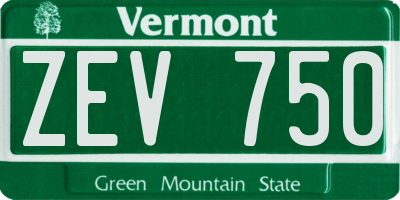 VT license plate ZEV750