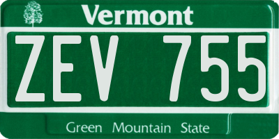 VT license plate ZEV755
