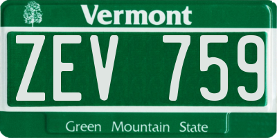 VT license plate ZEV759