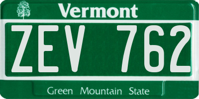 VT license plate ZEV762