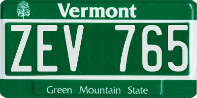VT license plate ZEV765