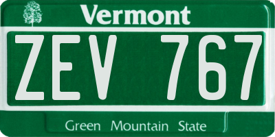 VT license plate ZEV767