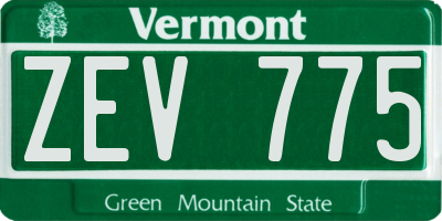 VT license plate ZEV775