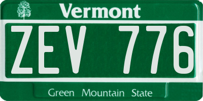 VT license plate ZEV776