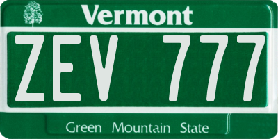 VT license plate ZEV777