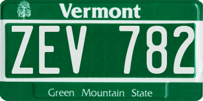 VT license plate ZEV782