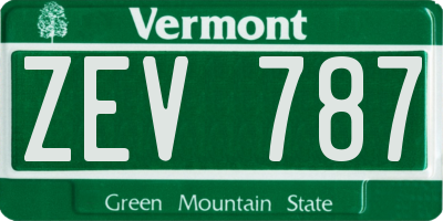 VT license plate ZEV787