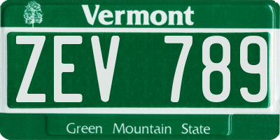 VT license plate ZEV789