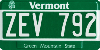 VT license plate ZEV792
