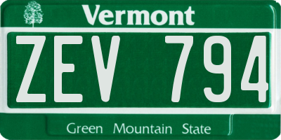 VT license plate ZEV794