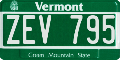 VT license plate ZEV795