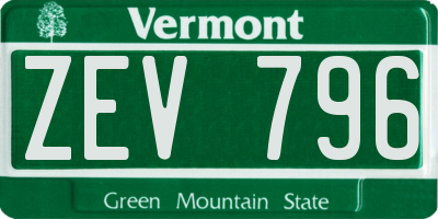 VT license plate ZEV796