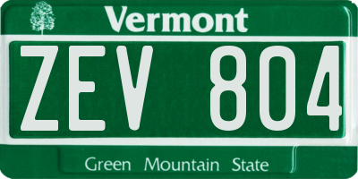 VT license plate ZEV804