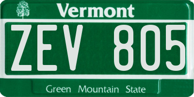 VT license plate ZEV805