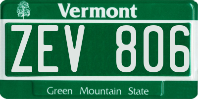 VT license plate ZEV806