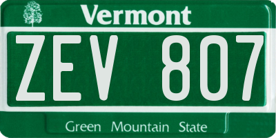 VT license plate ZEV807