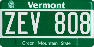 VT license plate ZEV808