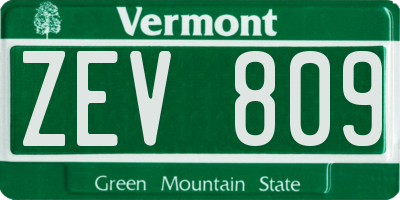 VT license plate ZEV809