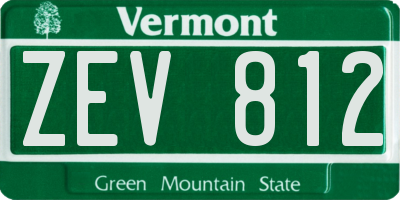VT license plate ZEV812
