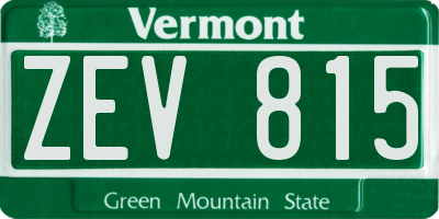 VT license plate ZEV815