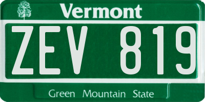 VT license plate ZEV819