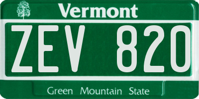 VT license plate ZEV820