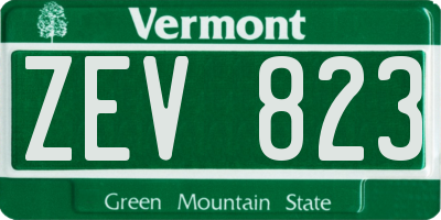 VT license plate ZEV823