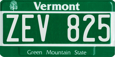 VT license plate ZEV825
