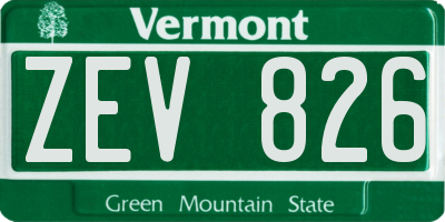 VT license plate ZEV826
