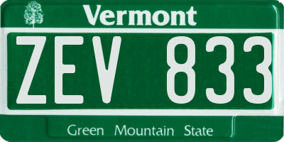 VT license plate ZEV833