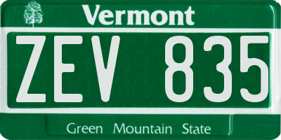 VT license plate ZEV835