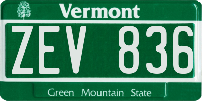 VT license plate ZEV836