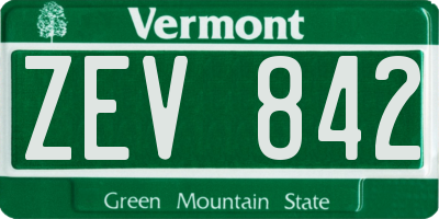 VT license plate ZEV842