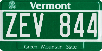 VT license plate ZEV844