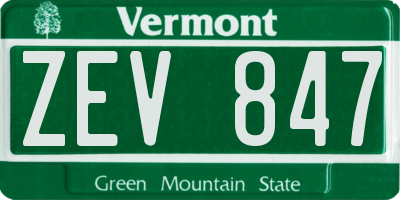 VT license plate ZEV847