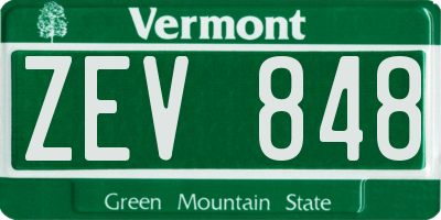 VT license plate ZEV848