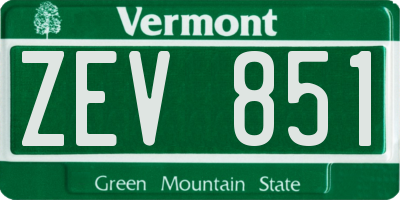 VT license plate ZEV851
