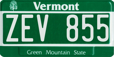VT license plate ZEV855