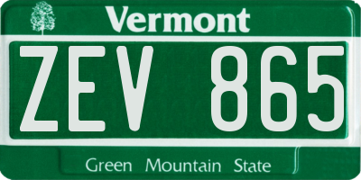 VT license plate ZEV865