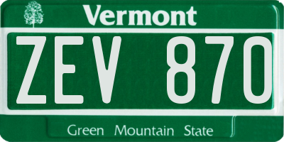 VT license plate ZEV870