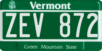VT license plate ZEV872